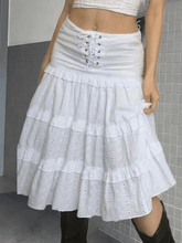 Low Waist Lace Up Cutout Midi Skirt